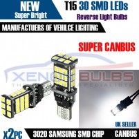 2 x SUPER CANBUS T15 LED Bulbs W16W 921 30 smd 3020 ERROR FREE WHITE R..